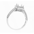 0.40 Cts 18K White Gold Diamond Cushion Cut Engagement Ring Setting 